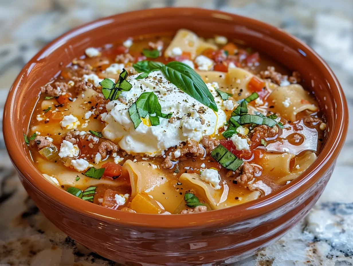 Bowl of delicious Lasagna Soup