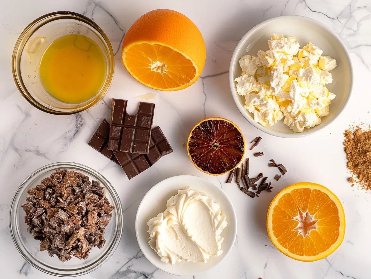 Ingredients for making Chocolate Orange Cheesecake