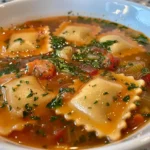 Cozy Bowl of Homemade Ravioli Soup