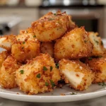 Delicious Fried Brie Bites on a Rustic Wooden Board