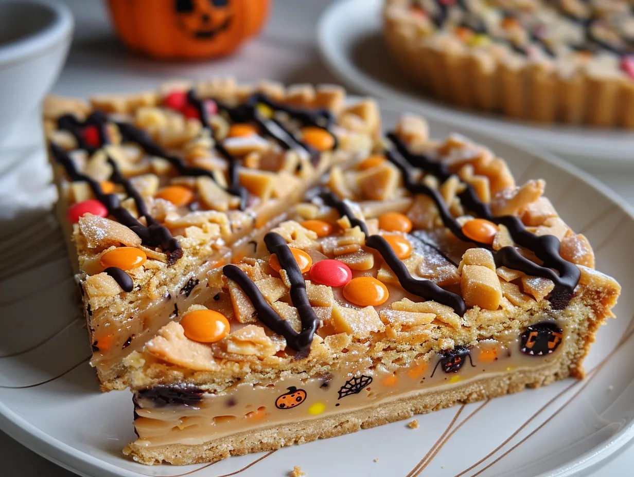 Festive Halloween Cookie Cake on Display