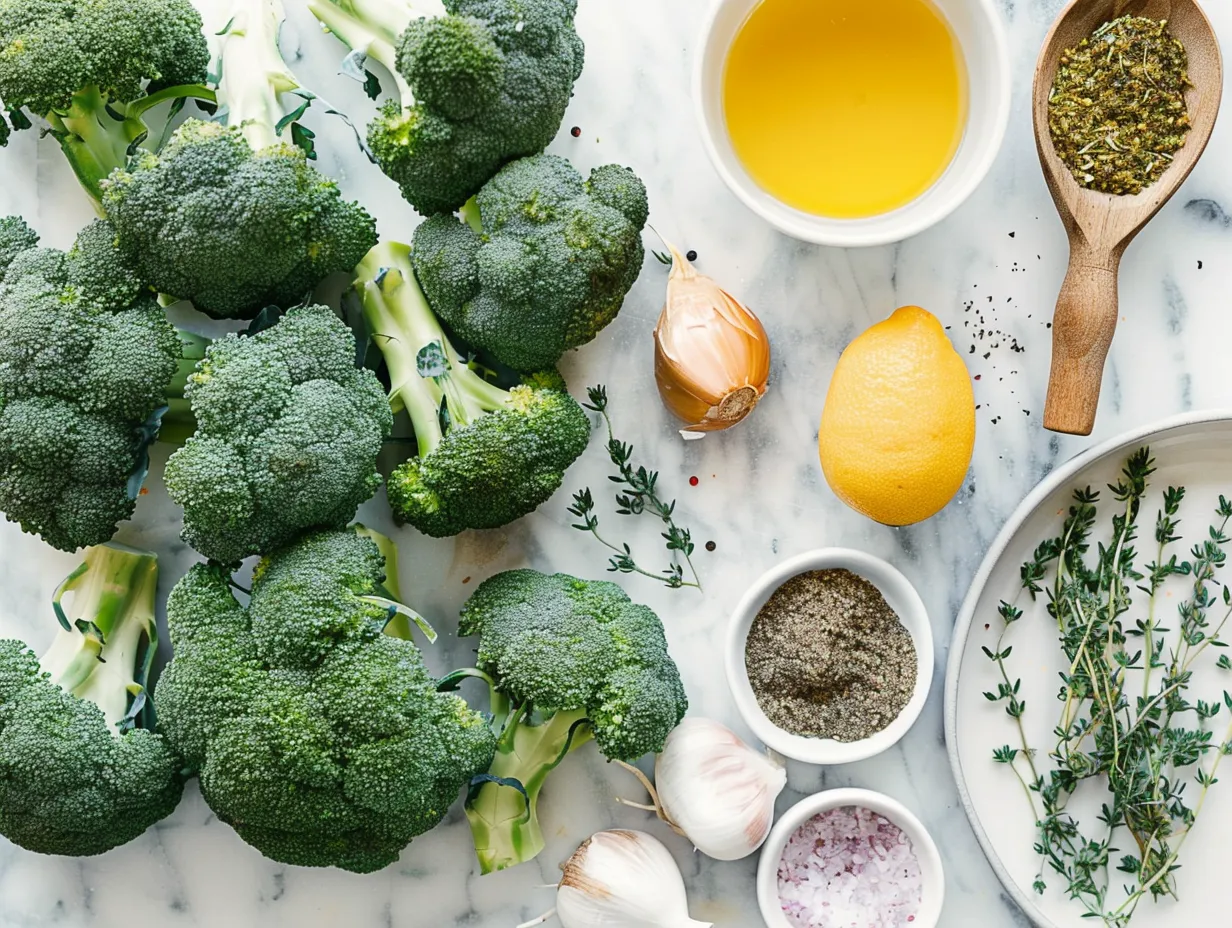 Fresh broccoli florets, shredded cheddar cheese, and other ingredients for Broccoli Cheese Casserole