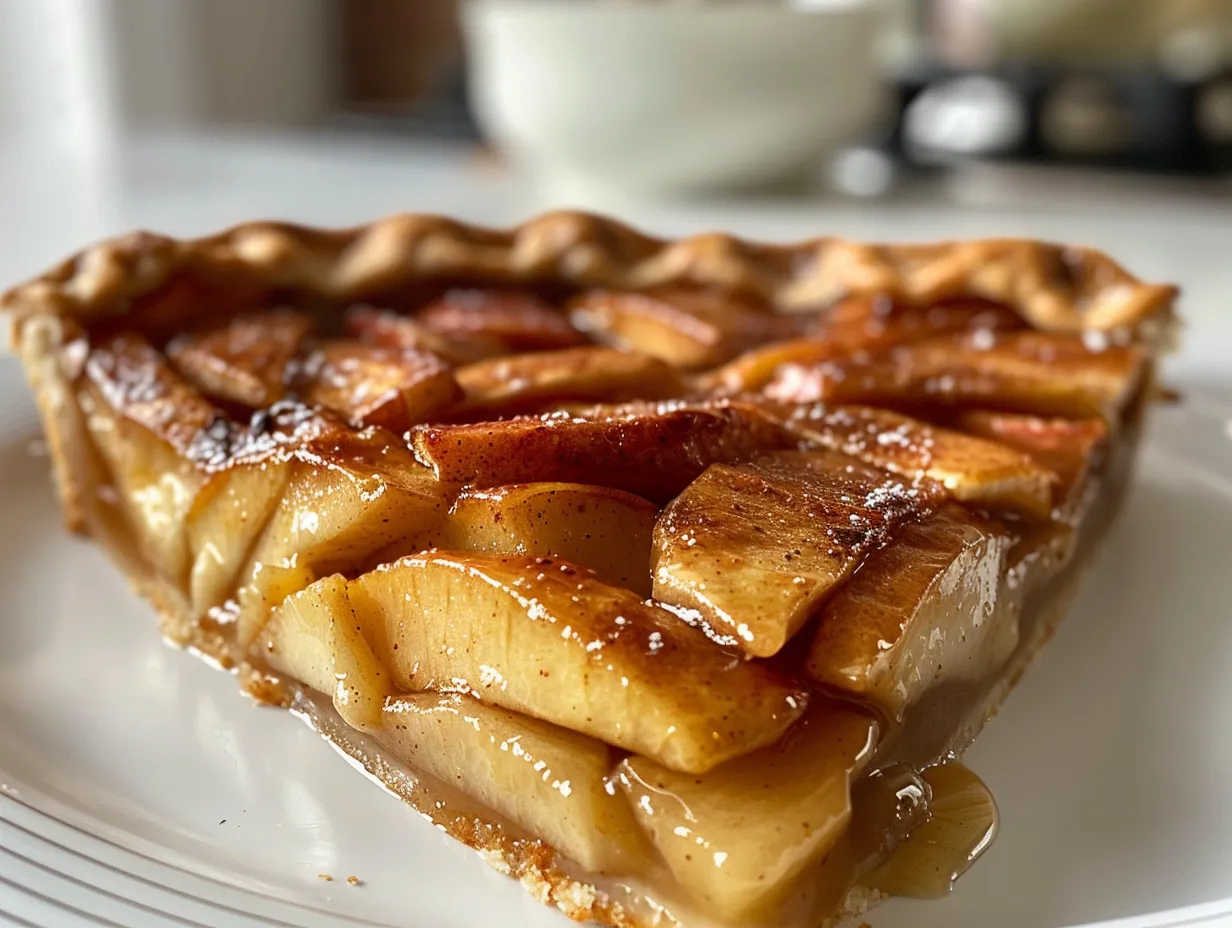 Homemade apple slab pie with golden crust and apple filling