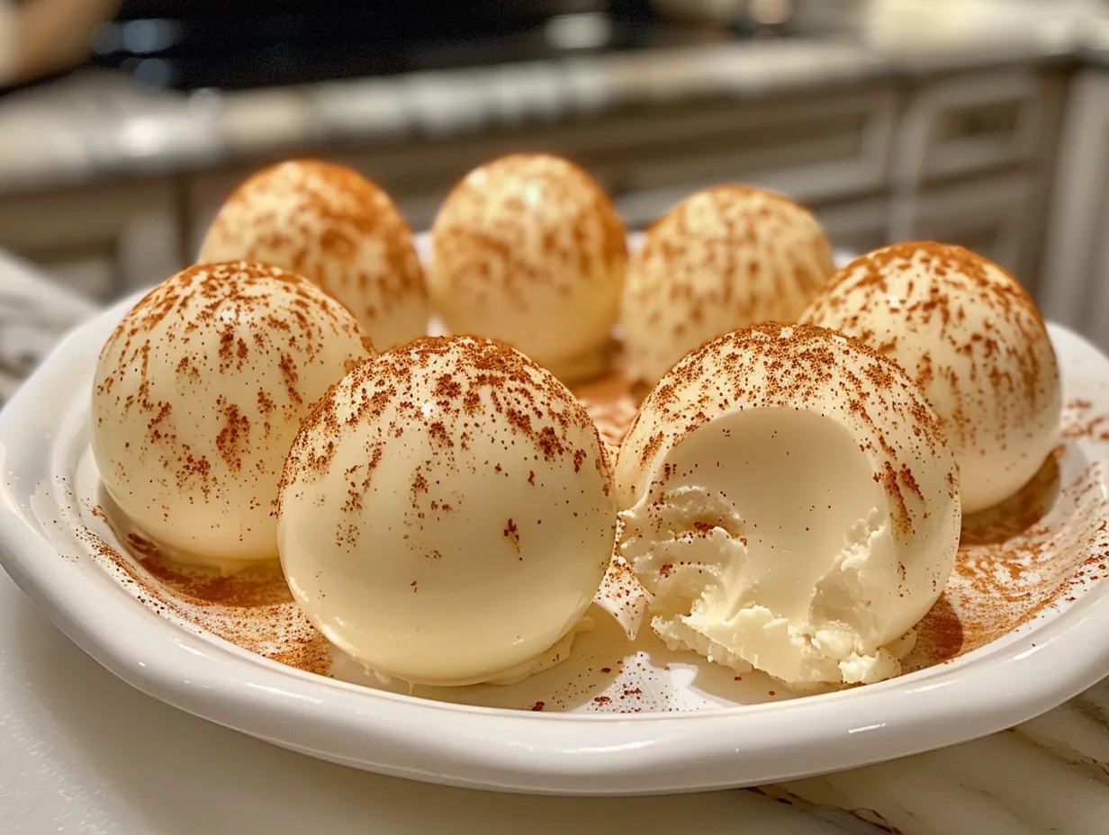 A batch of homemade pumpkin cheesecake truffles, coated in chocolate and sprinkled with sea salt, arranged on parchment paper.