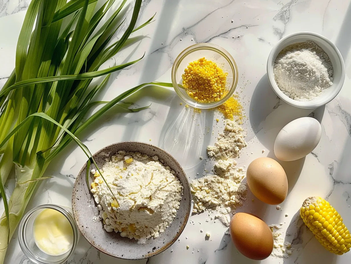 Ingredients needed to make sweet corn spoonbread casserole