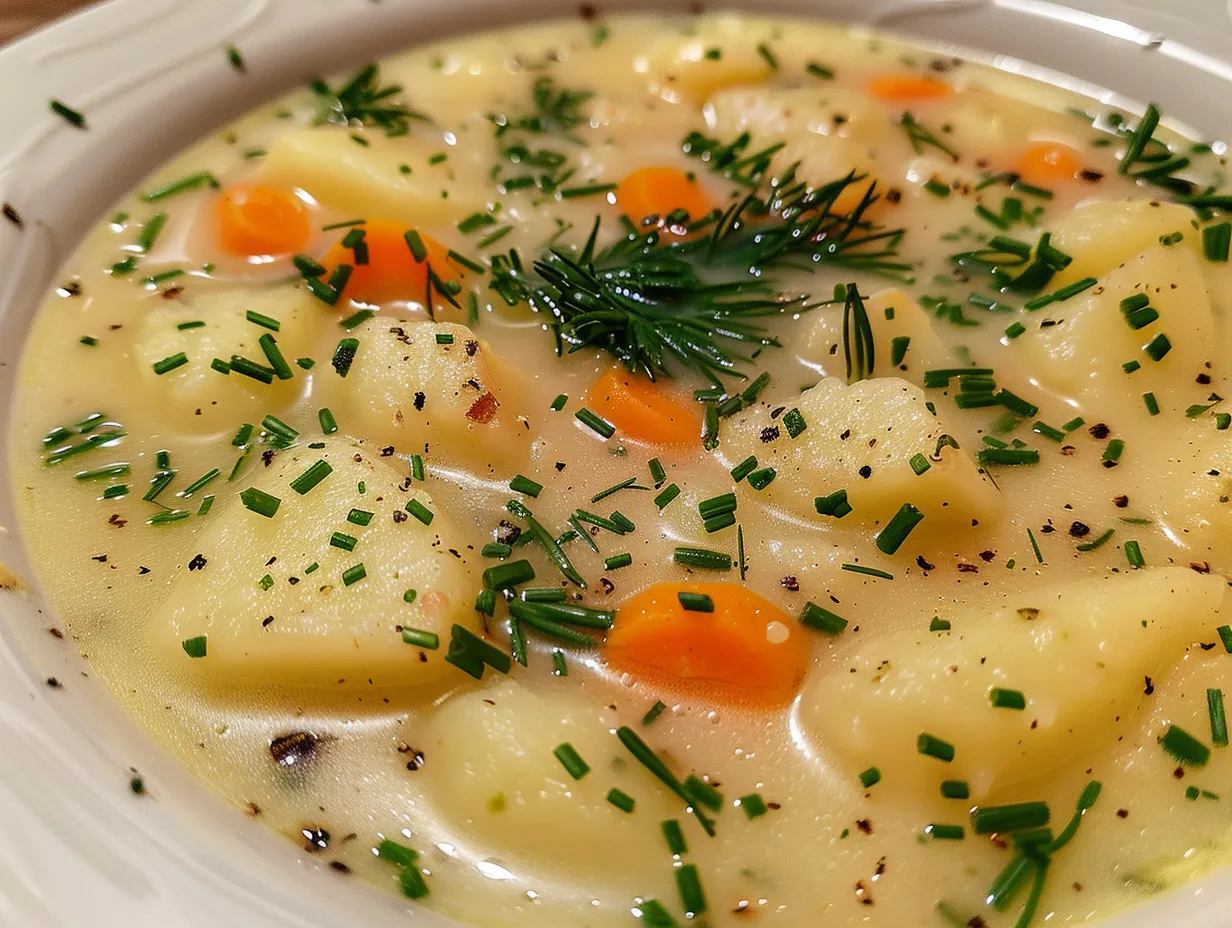 Inviting bowl of German Potato Soup
