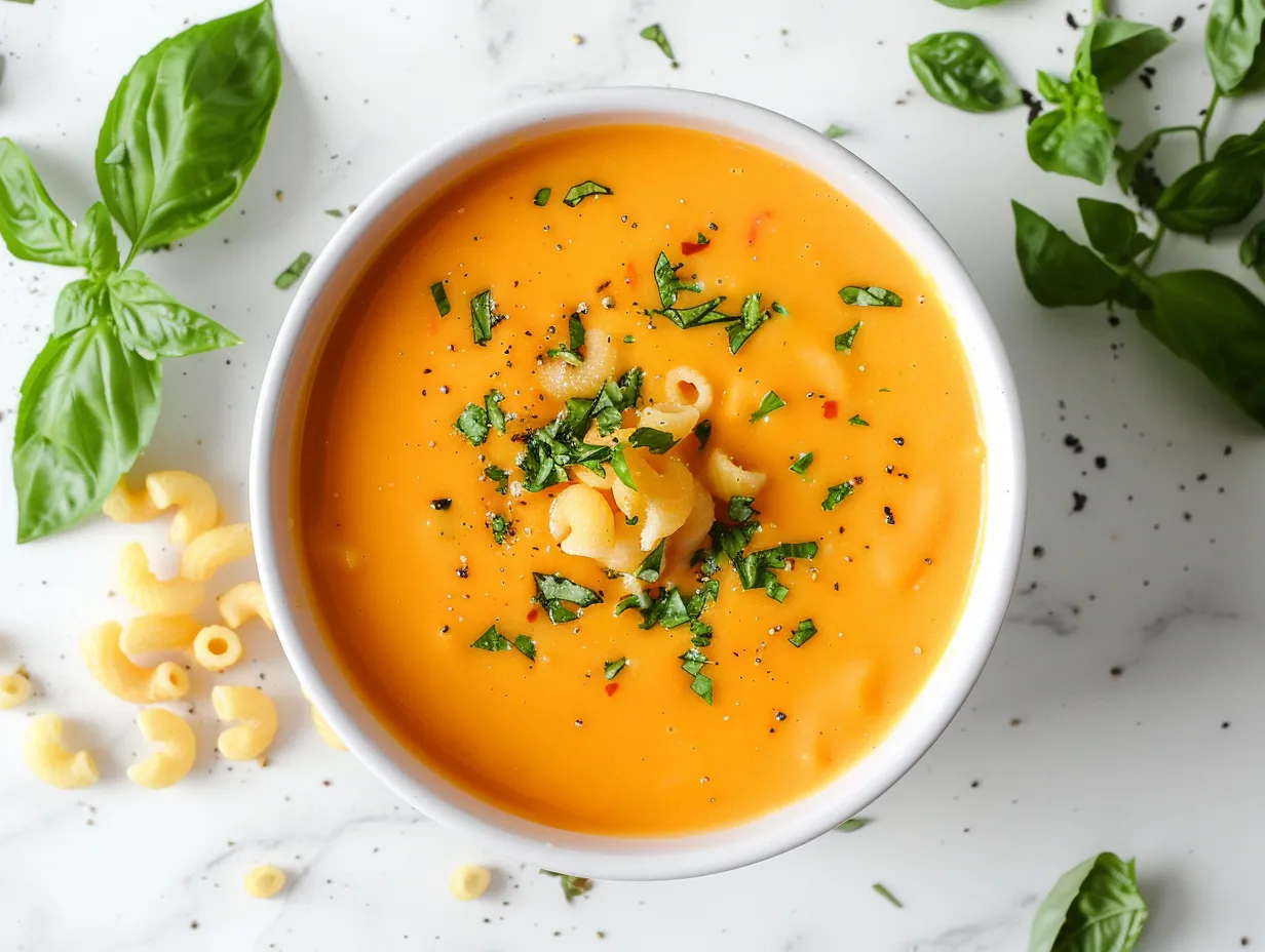 Ingredients for making Mac and Cheese Soup, including macaroni, butter, flour, milk, cheese and spices laid out on a wooden surface