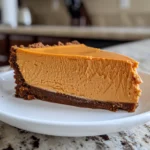 Overhead shot of a delectable no-bake pumpkin cheesecake