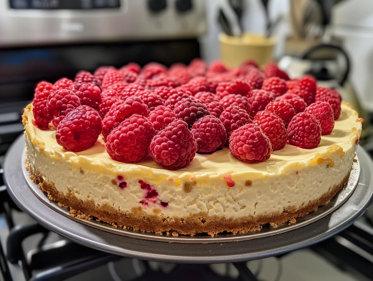 Picture of a perfect Berry Cheesecake ready to serve