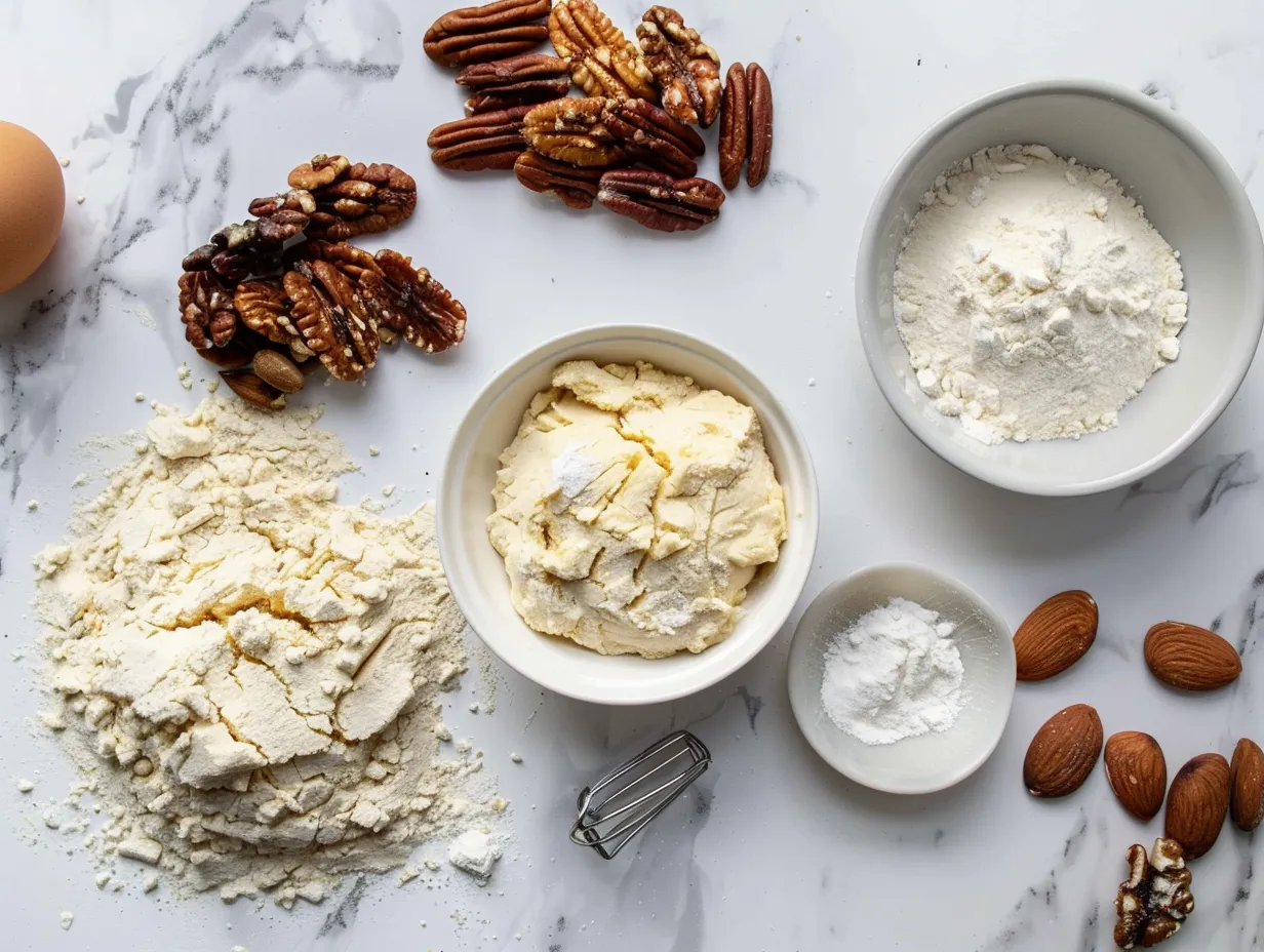 Ingredients for making Possum Pie laid out on a wooden surface