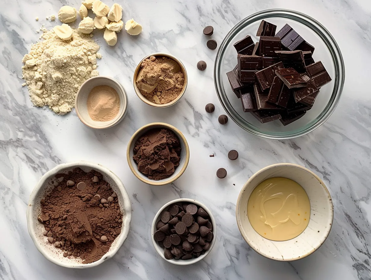Ingredients for Chocolate Peanut Butter Pie: chocolate pie crust, cream cheese, peanut butter, powdered sugar, whipped topping, chocolate syrup.