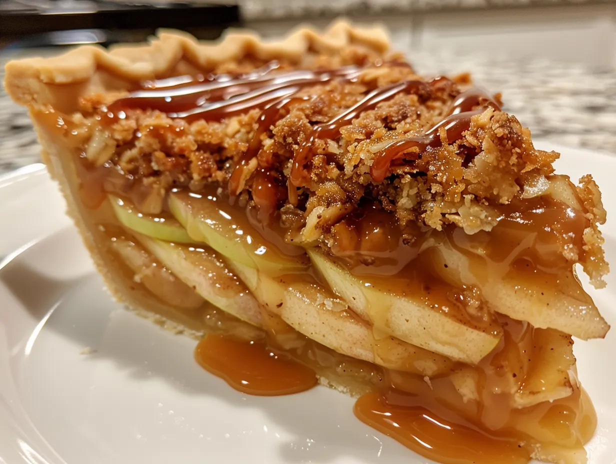 An enticing slice of Dutch Caramel Apple Pie