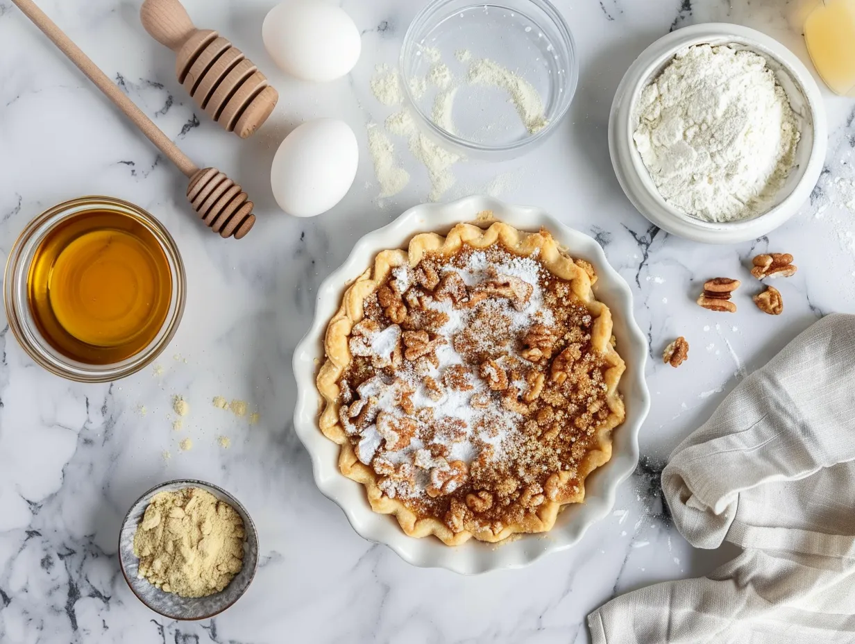 Burnt Honey Pie Ingredients: Honey, eggs, butter, and pie crust