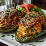 Close-Up of a Delicious Homemade Chicken Stuffed Poblano Pepper