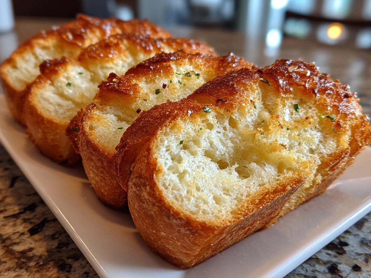 Close-up of Golden Garlic Bread Rolls