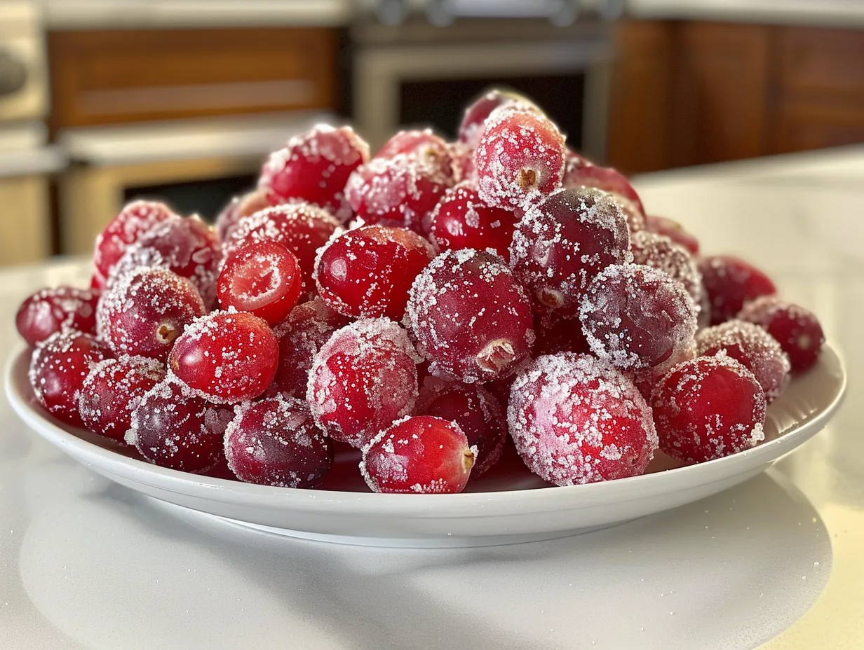 Close-up of Sparkling Sugared Cranberries