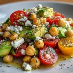 Close-up of Vibrant Chickpea Feta Avocado Salad