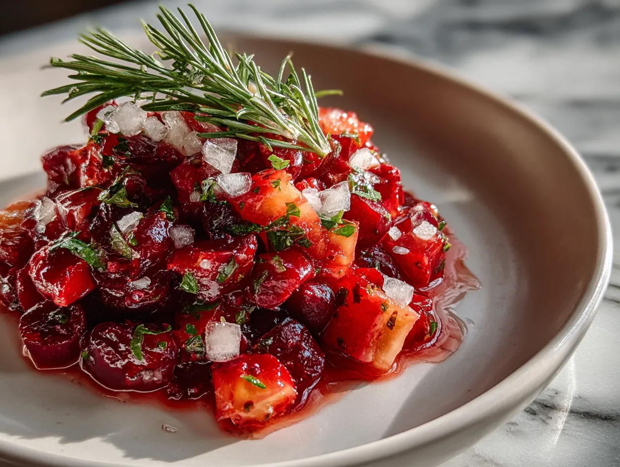 Finished cranberry salsa in a bowl
