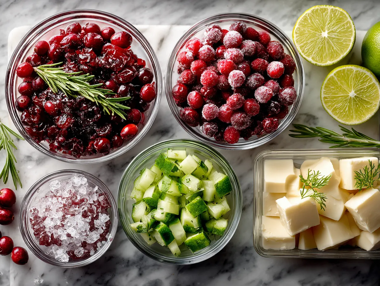 Ingredients for making homemade cranberry salsa