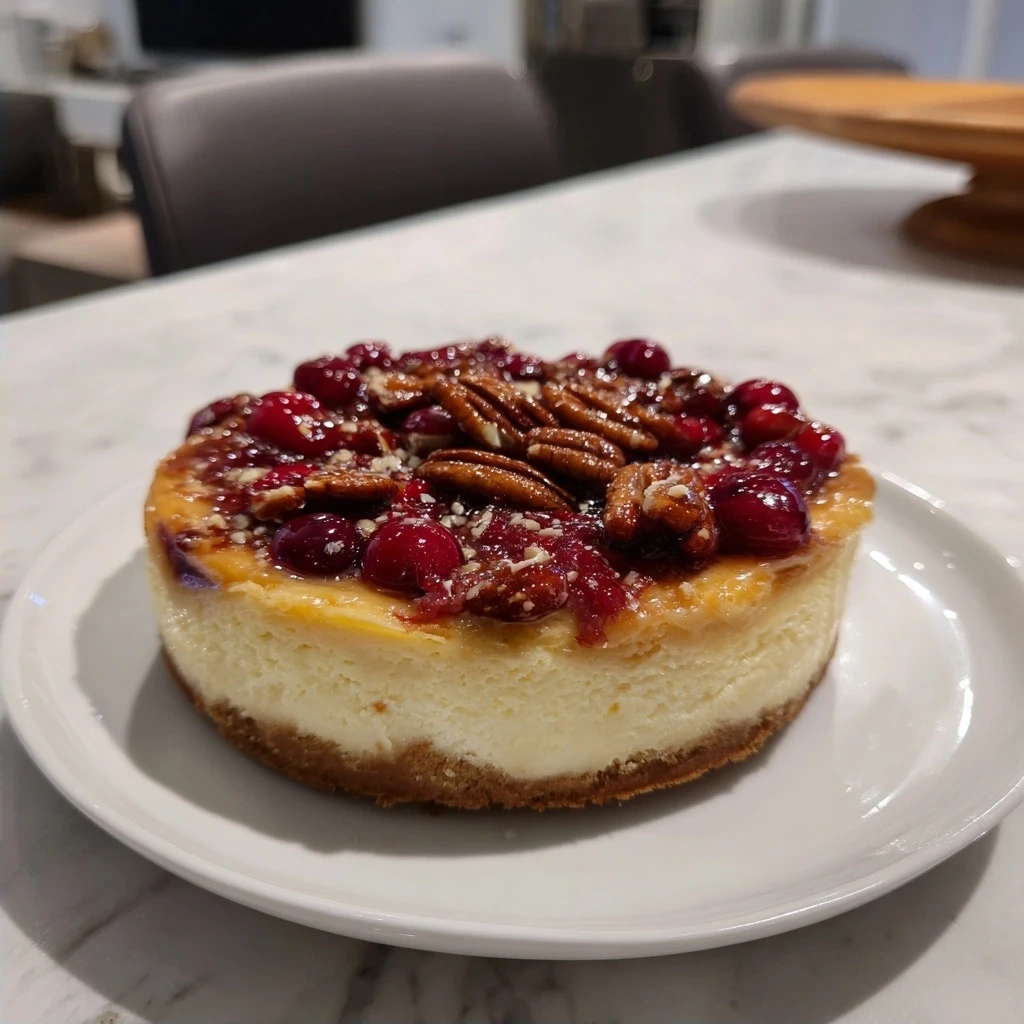 Finished Cranberry Pecan Cheesecake Ball served with crackers.