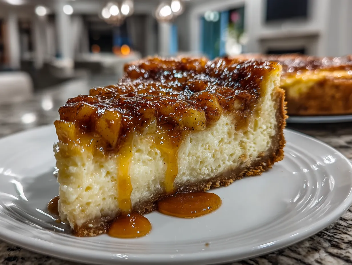 Decadent Slice of Salted Caramel Apple Pie Cheesecake