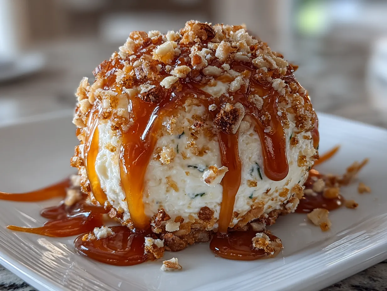 Delicious Caramel Apple Cheese Ball on a Festive Platter