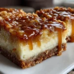 Delicious Caramel Apple Cheesecake Bars on a Plate