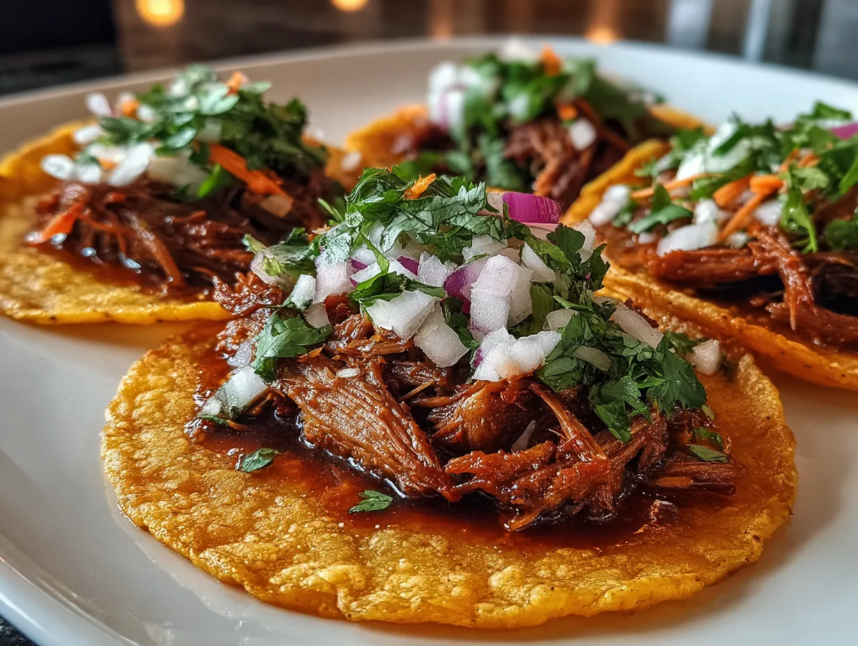 Delicious homemade Birria Tacos, golden and crispy, ready to eat.
