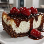 Delicious Slice of Chocolate Cherry Cheesecake