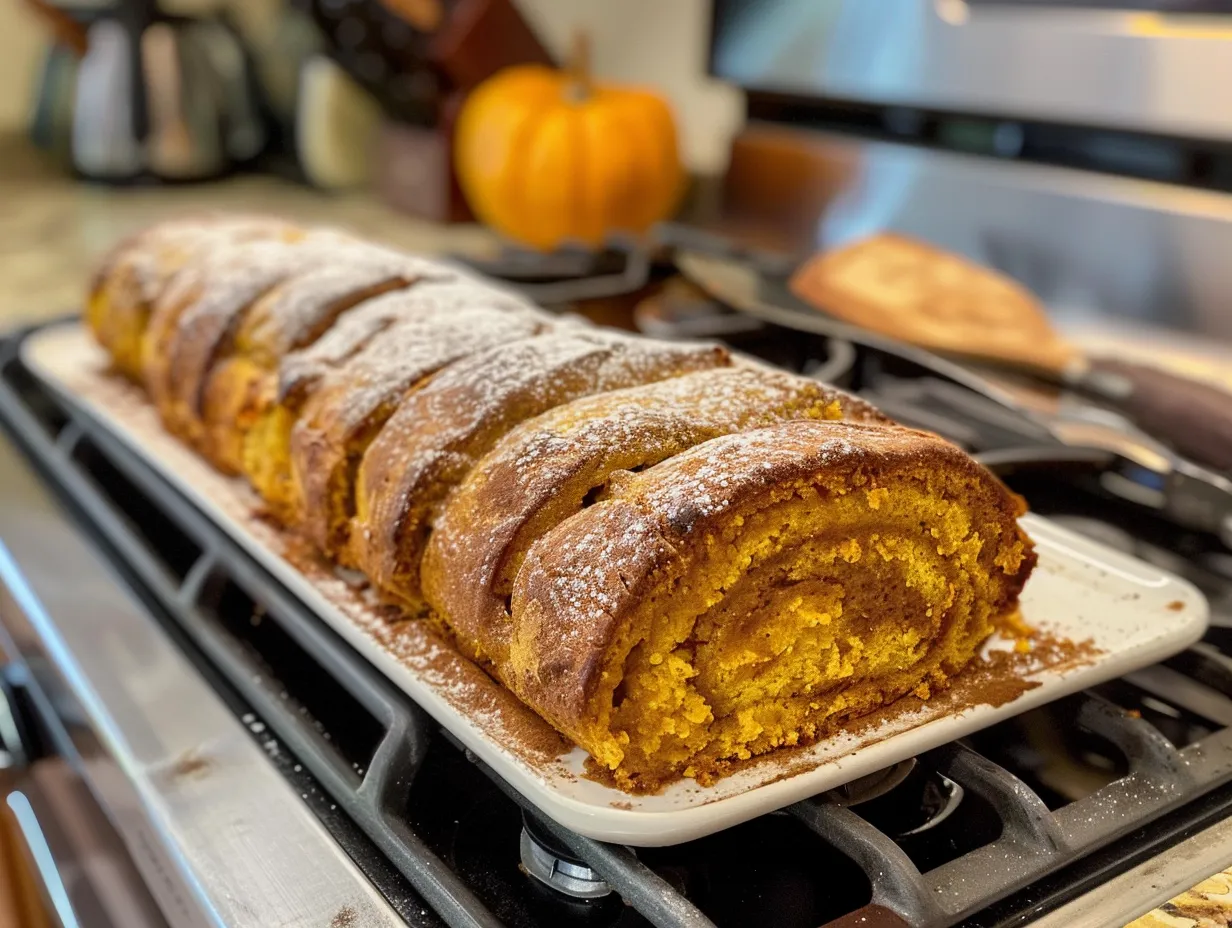 Enjoying spiced creamy pumpkin roll