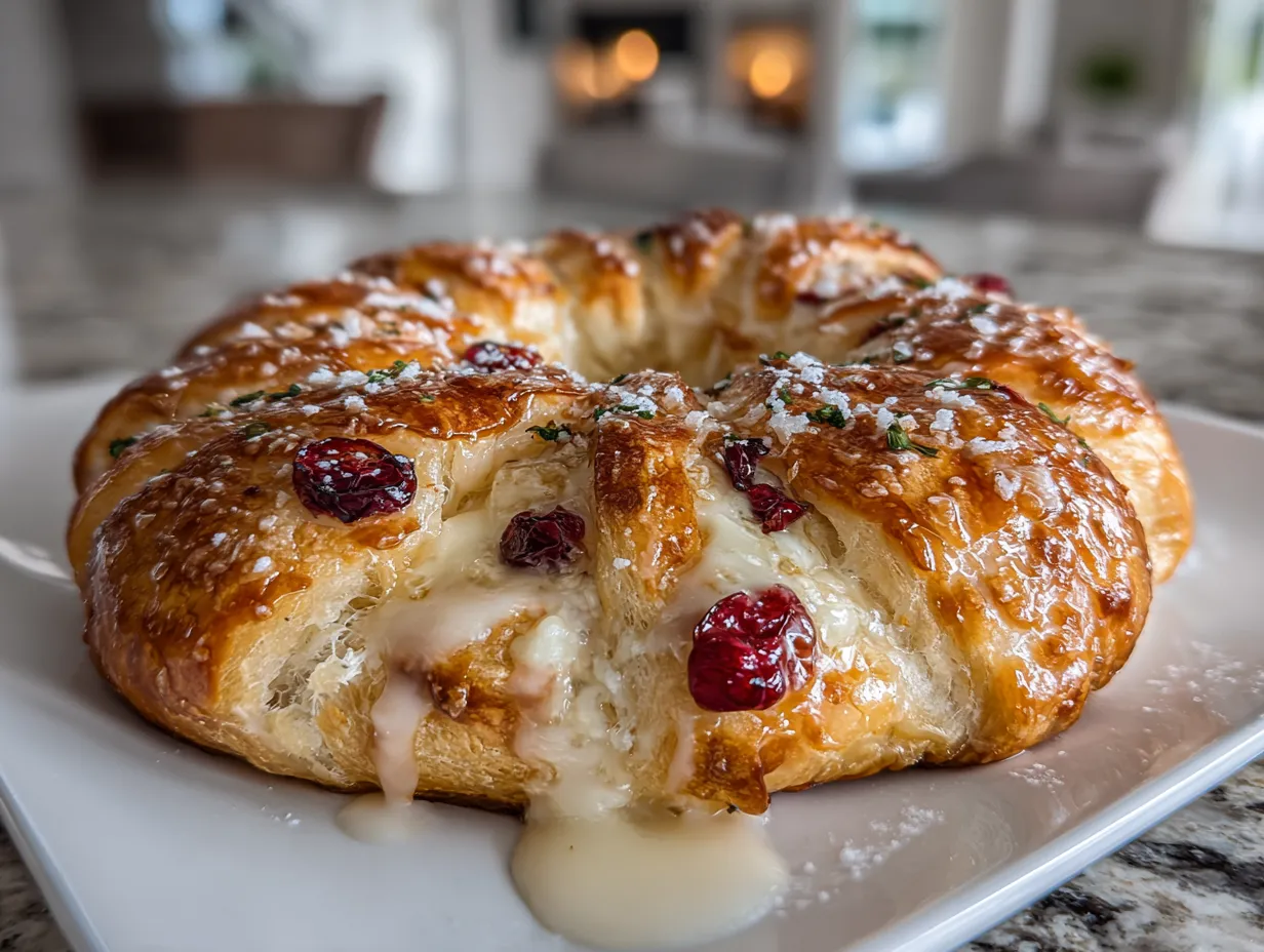 Festive Cranberry Brie Crescent Wreath Appetizer