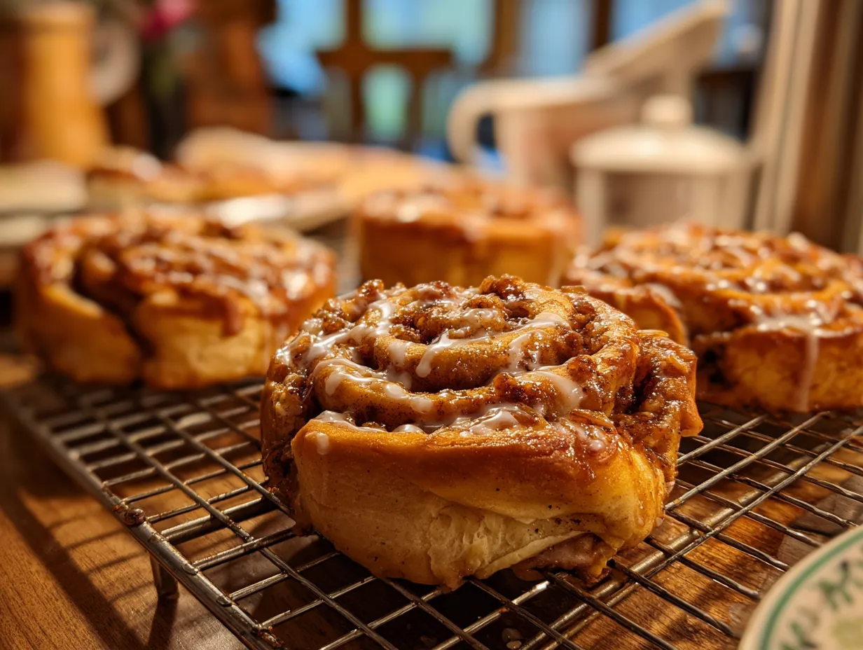 A plate of finished Cinnamon Roll Cookies next to a handwritten note expressing love.