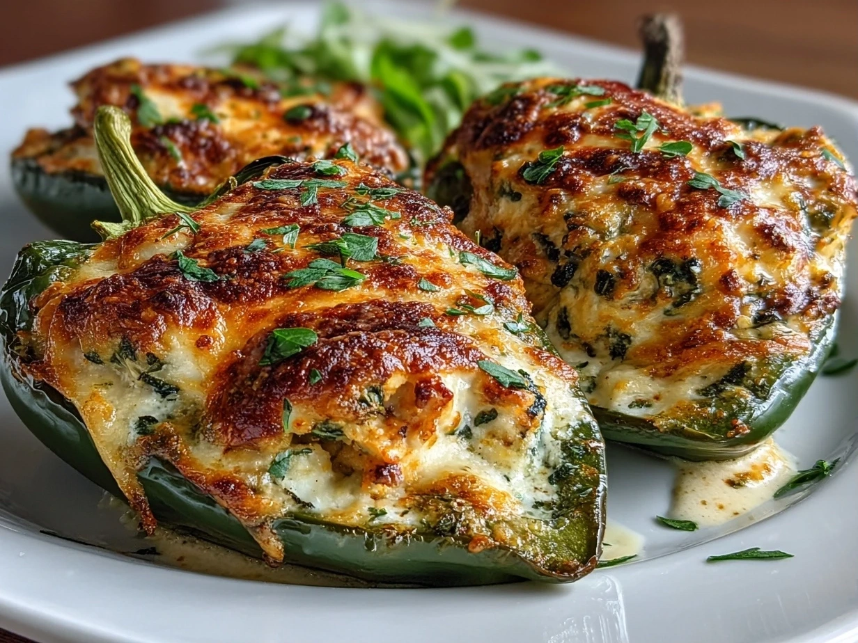 deliciously plated Homemade Chicken Stuffed Poblano Peppers ready to eat
