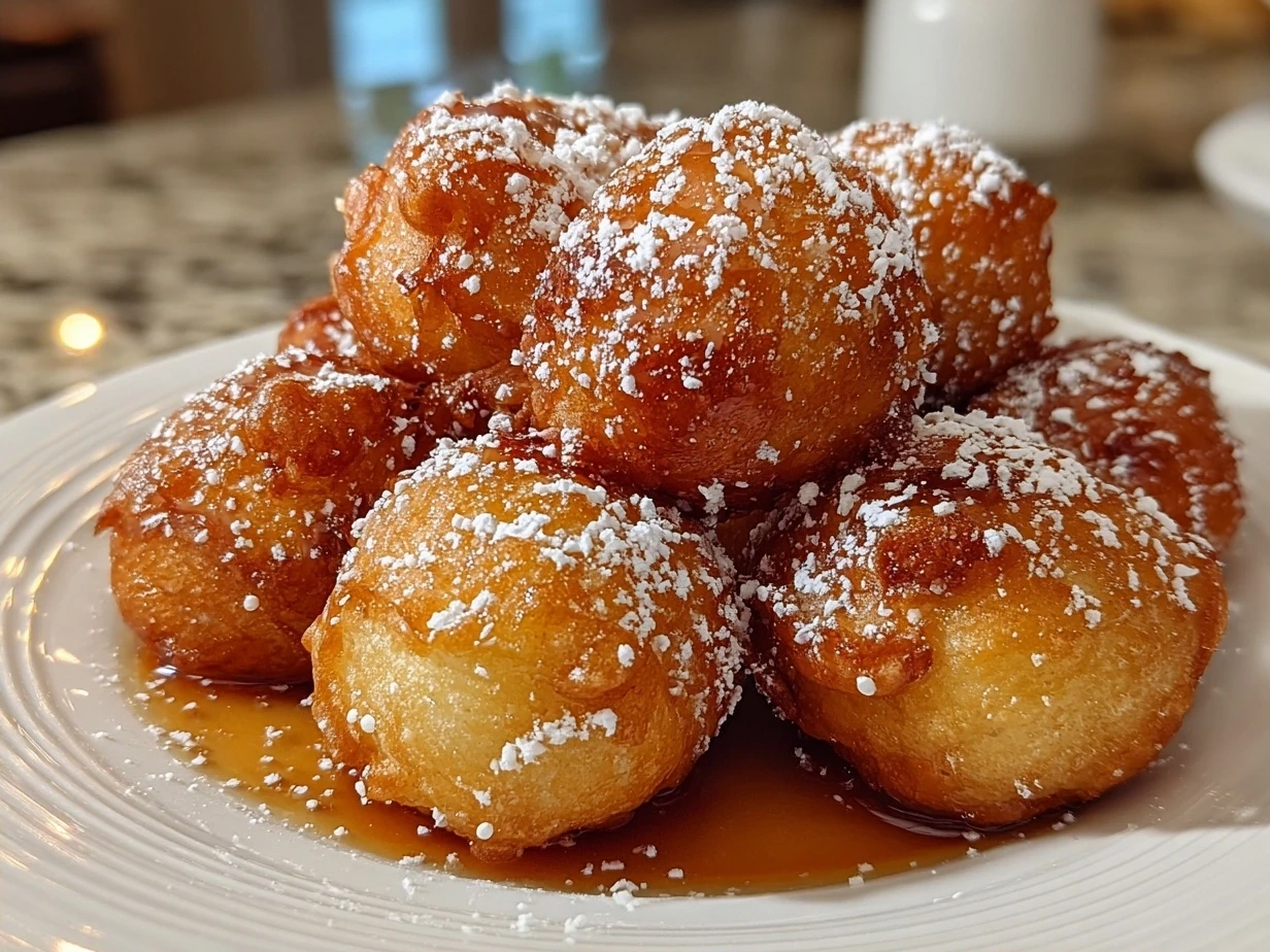 Final product of Homemade Buñuelos on a plate.
