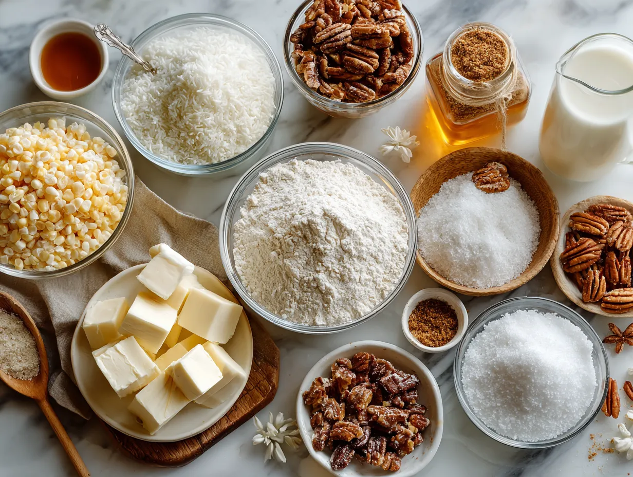 Ingredients for making Honey-Glazed Corn Casserole