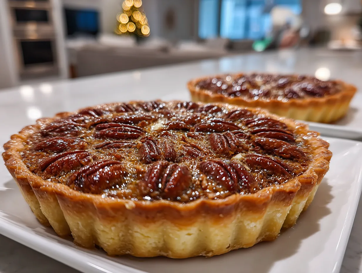 Final Layered Chocolate Pecan Pie ready to serve