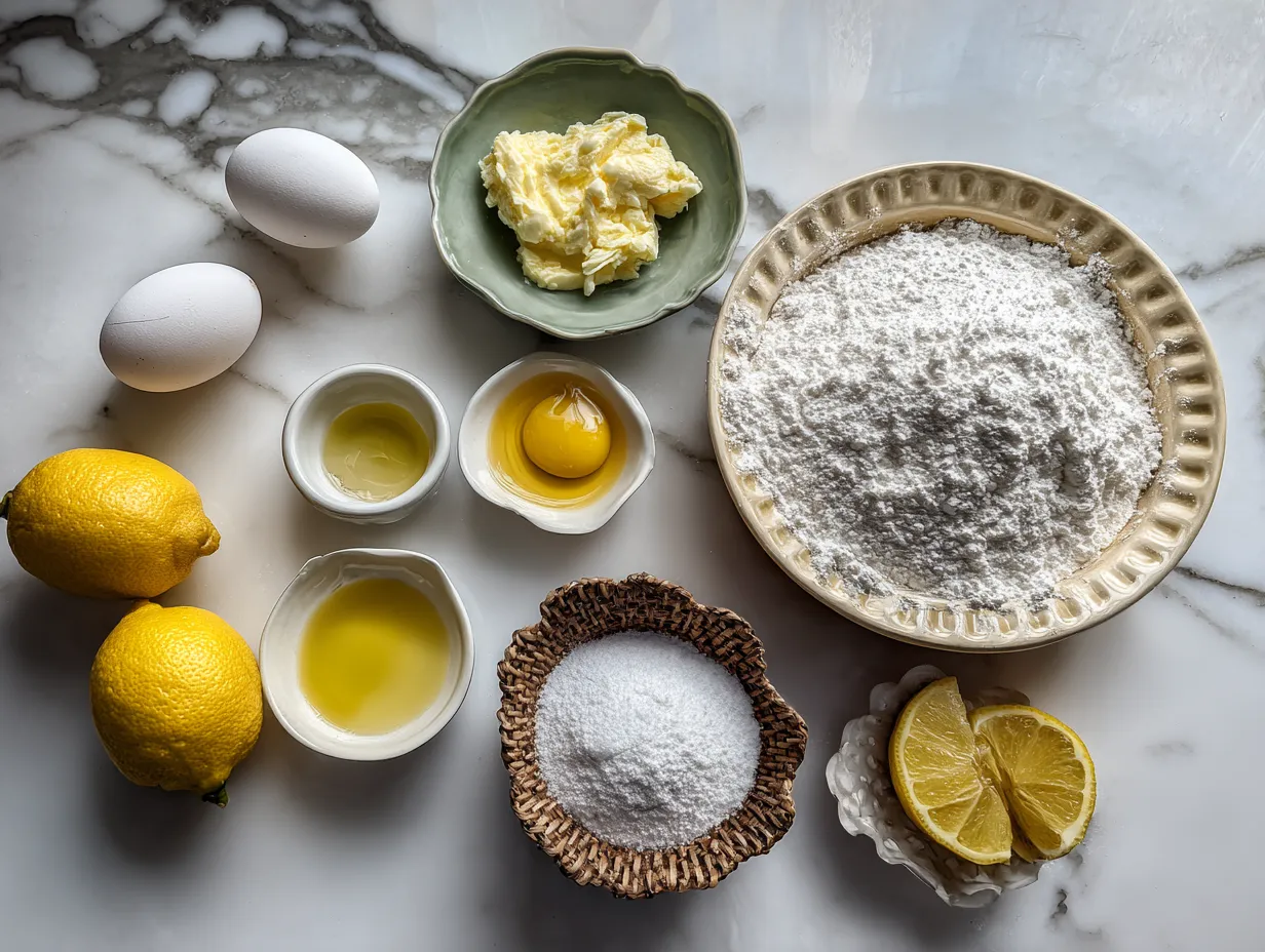 Ingredients for Lemon Cream Pie: graham crackers, sugar, butter, cornstarch, salt, water, lemons, eggs, heavy cream, powdered sugar, vanilla extract
