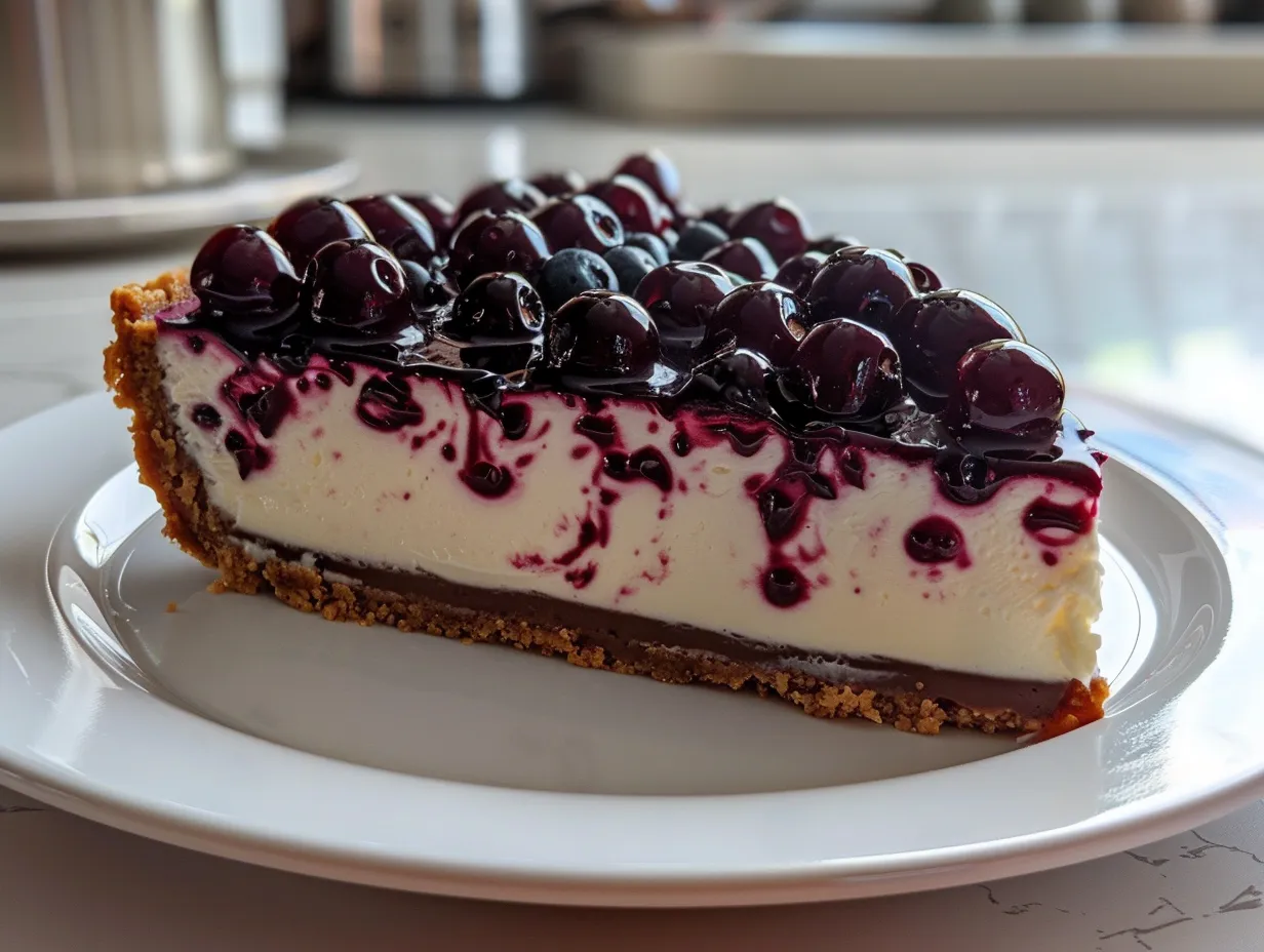 Luscious White Chocolate Blueberry Cheesecake