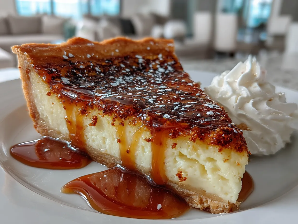 Mouthwatering Custard Pie with Praline Sauce