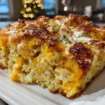 Overhead shot of a freshly baked Squash Casserole