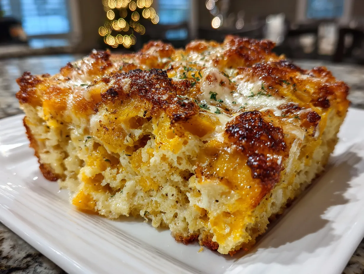 Overhead shot of a freshly baked Squash Casserole