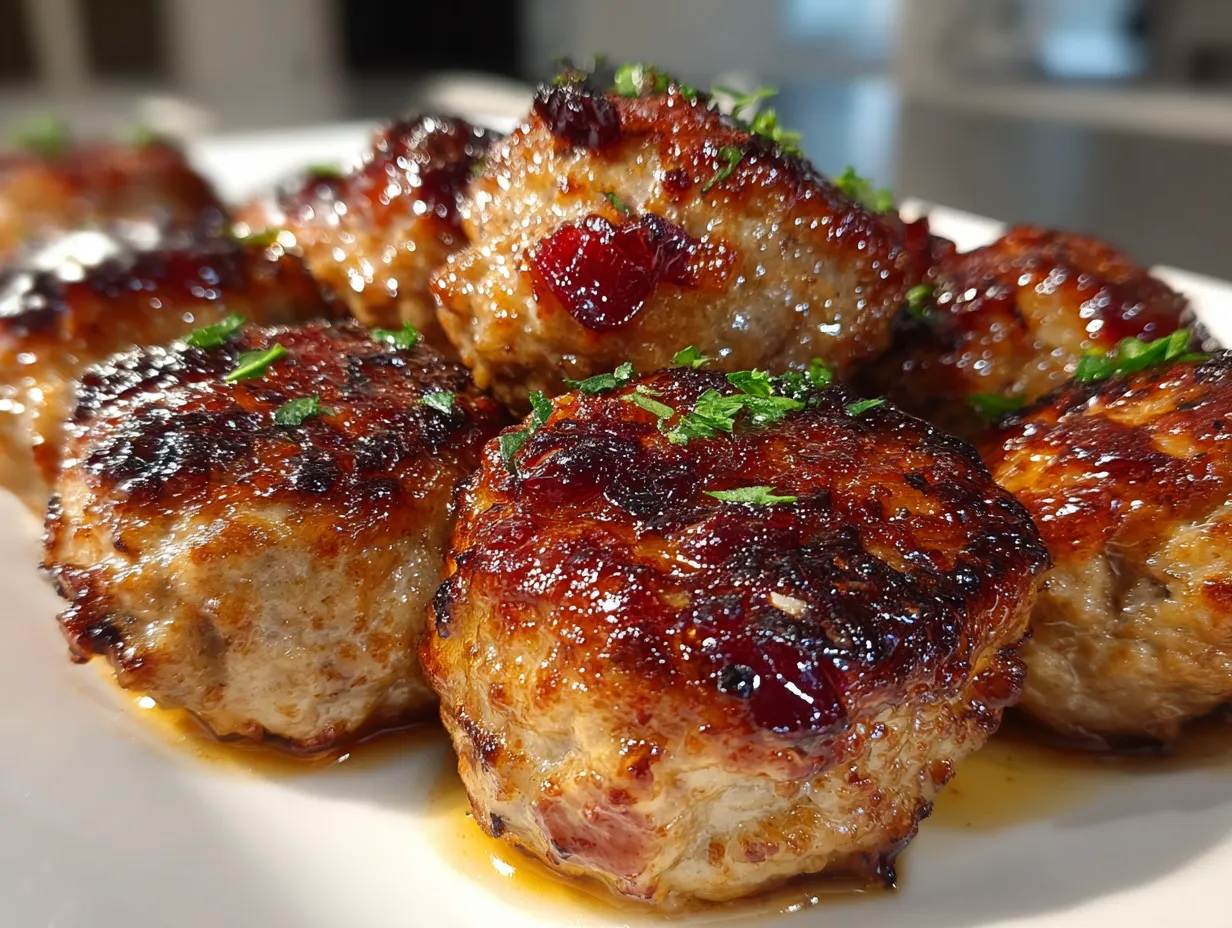 Plate of Cranberry Turkey Meatballs