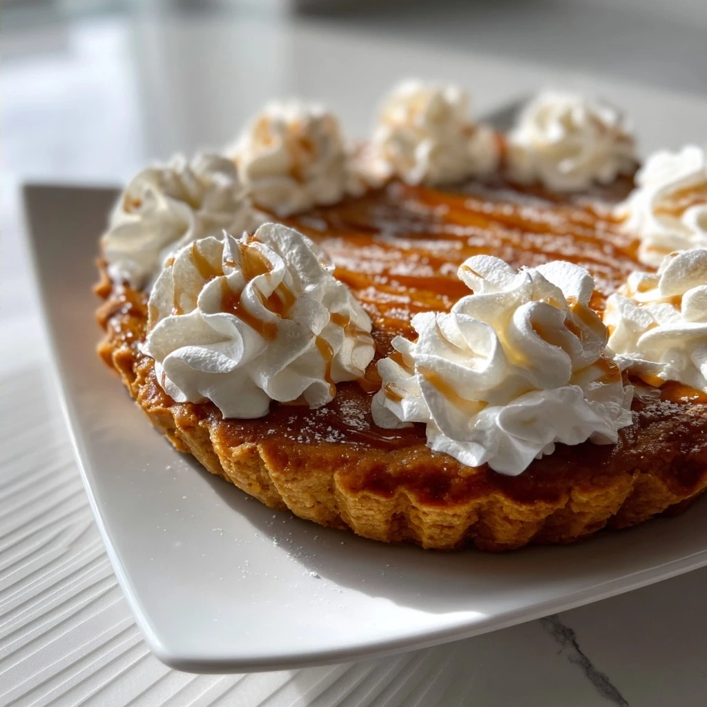 Finished Pumpkin Cookie Pie on a plate, ready to serve