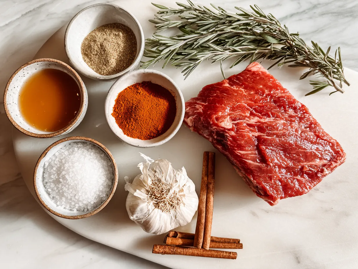 Raw ingredients for making Beef Enchiladas with Homemade Red Sauce