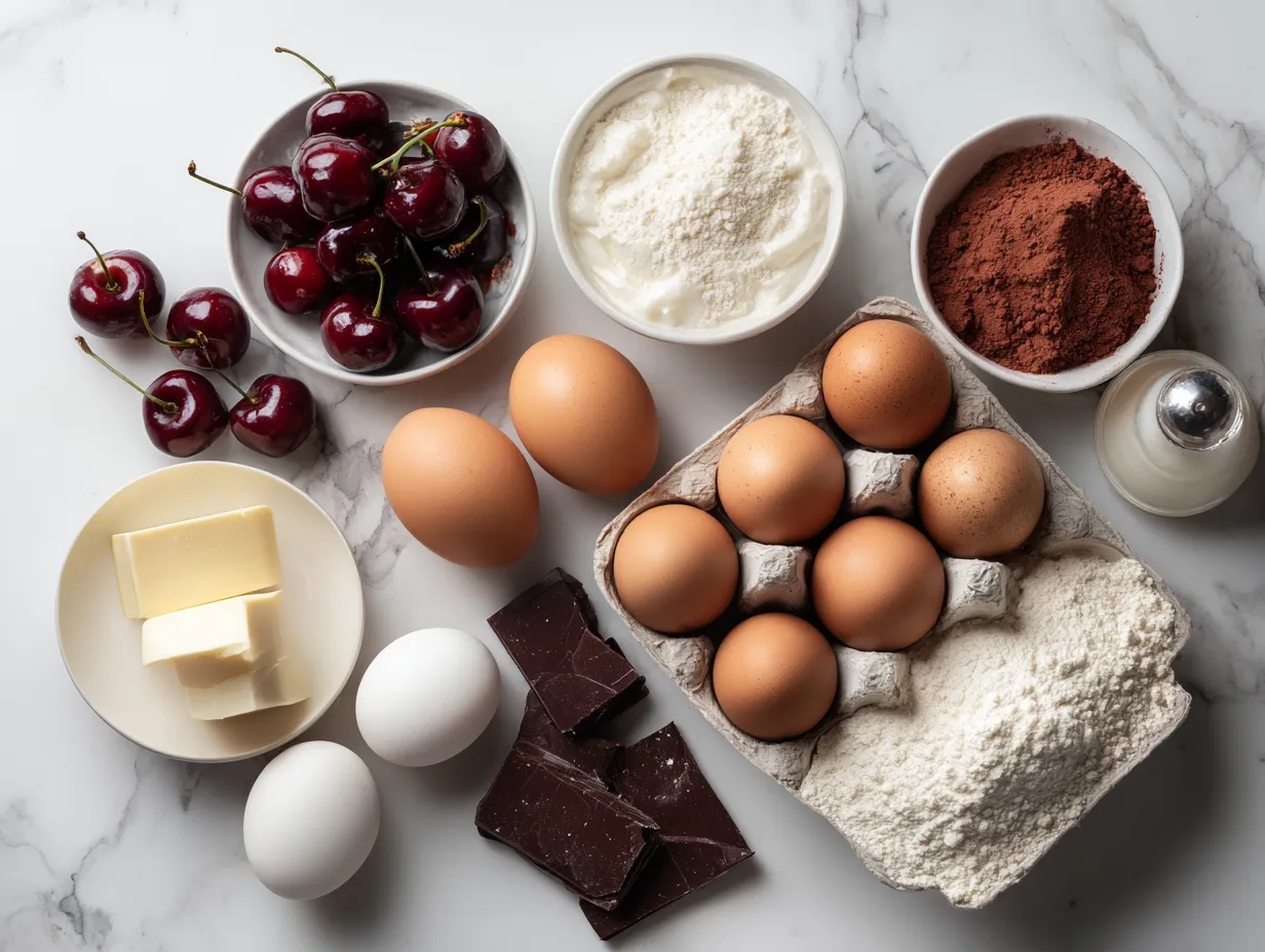 Ingredients for Chocolate Cherry Cheesecake