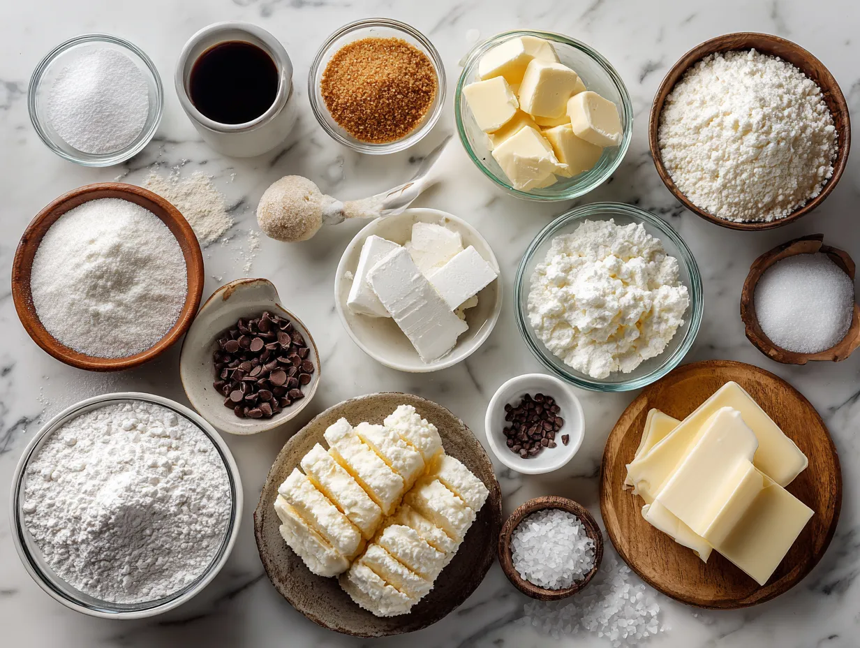 Ingredients for making delicious soft sugar cookies.