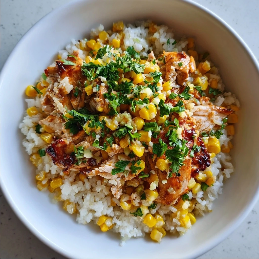 Finished Spicy Mexican Street Corn Chicken Rice Bowl