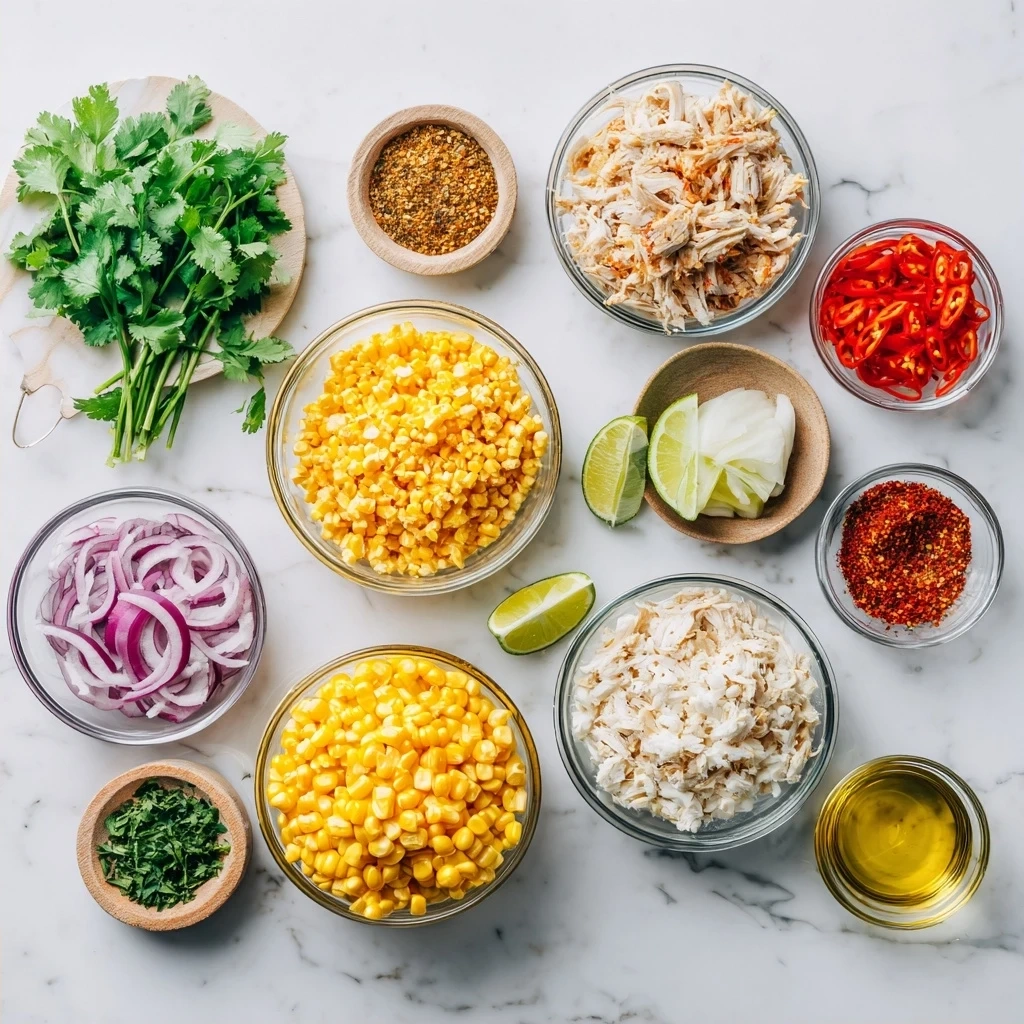 Ingredients for making Spicy Mexican Street Corn Chicken Rice Bowl