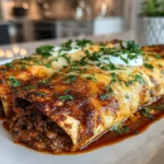 Stacked Beef Enchiladas with Dripping Red Sauce