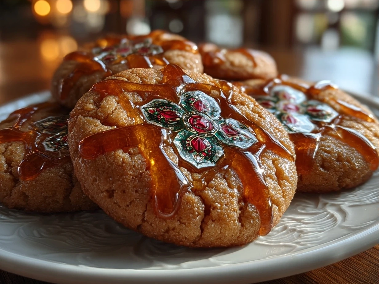 Finished Stained Glass Cookies arranged on a plate.